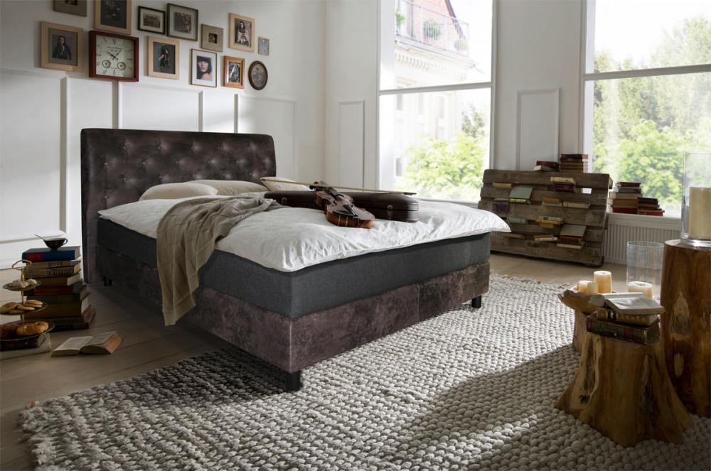 180×200 BoxspringBett in B?ffellederoptik, TaschenfederkernMatratze : Hemnes Bett H?he Kopfteil Hemnes Bett H?he Kopfteil : 180×200 BoxspringBett in B?ffellederoptik, TaschenfederkernMatratze